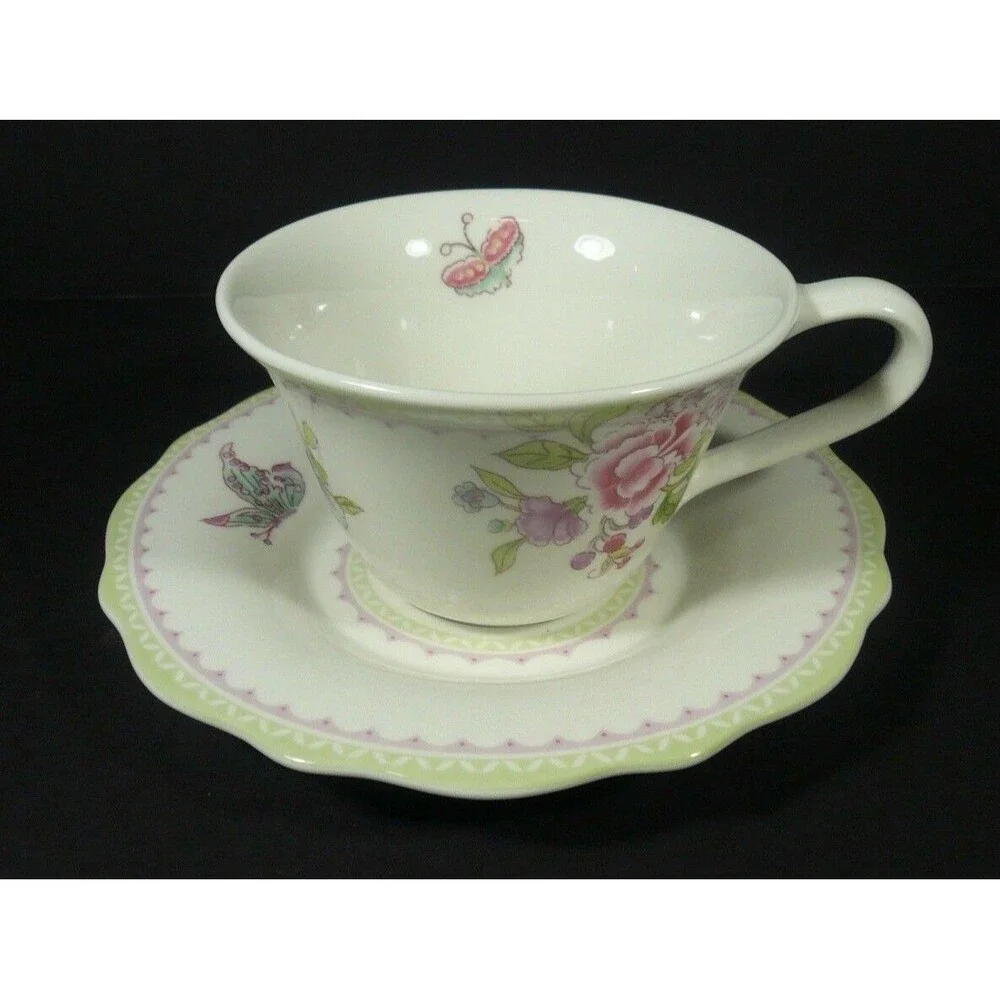 Sanderson Portmeirion Porcelain Garden Breakfast Tea Cup & Saucer Floral